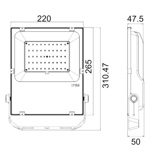 Led schijnwerper 50 watt 12 en 24V 6500 lumen