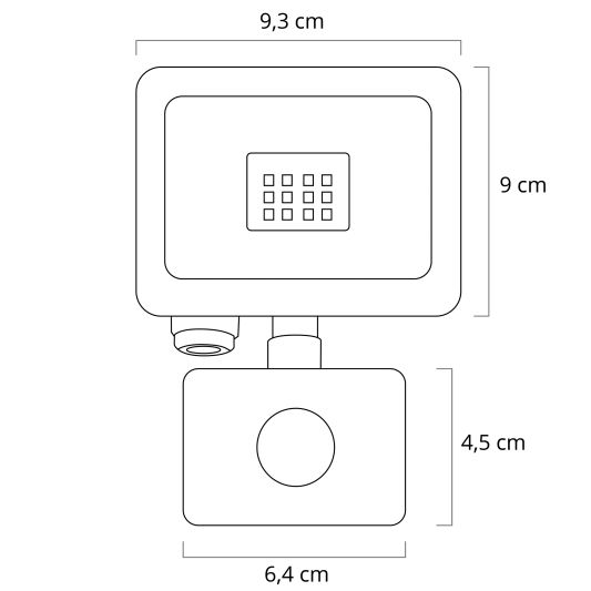LED schijnwerper aluminium met sensor - 10 Watt