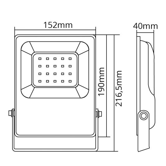 LED schijnwerper/bouwlamp op Wifi RGBWW 20 Watt IP65 - complete set