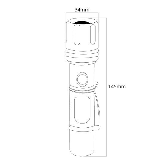 LED zaklamp/nightwatch met 3 lichtstanden en zoomfunctie - 600 Lumen