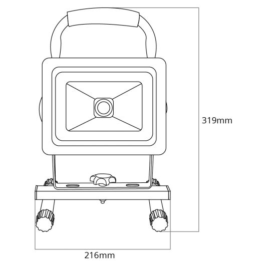 Oplaadbare en verwisselbare bouwlamp op accu met grondstandaard – 20 Watt