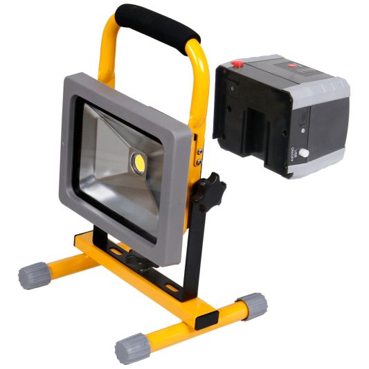 Oplaadbare en verwisselbare bouwlamp op accu met grondstandaard – 20 Watt