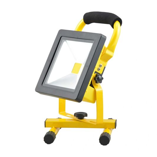 Oplaadbare LED bouwlamp op accu met grondstandaard – 20 Watt