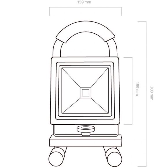 Oplaadbare LED bouwlamp op accu met grondstandaard – 20 Watt