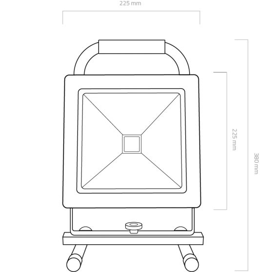 Oplaadbare LED bouwlamp op accu met grondstandaard – 30 Watt