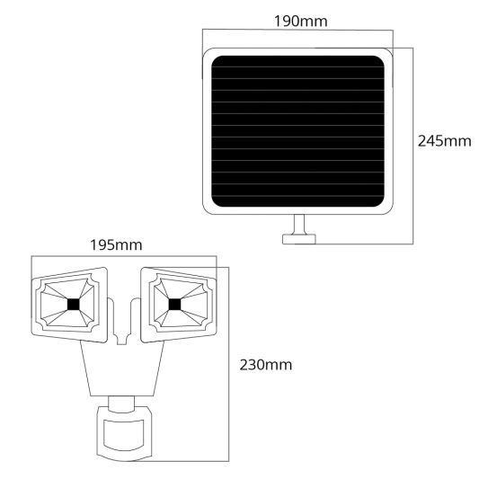 Solar LED bouwlamp James II met bewegingssensor en los zonnepaneel