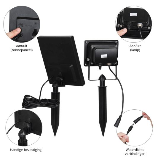 Solar RGBW multicolor LED schijnwerper Rainbow met afstandsbediening