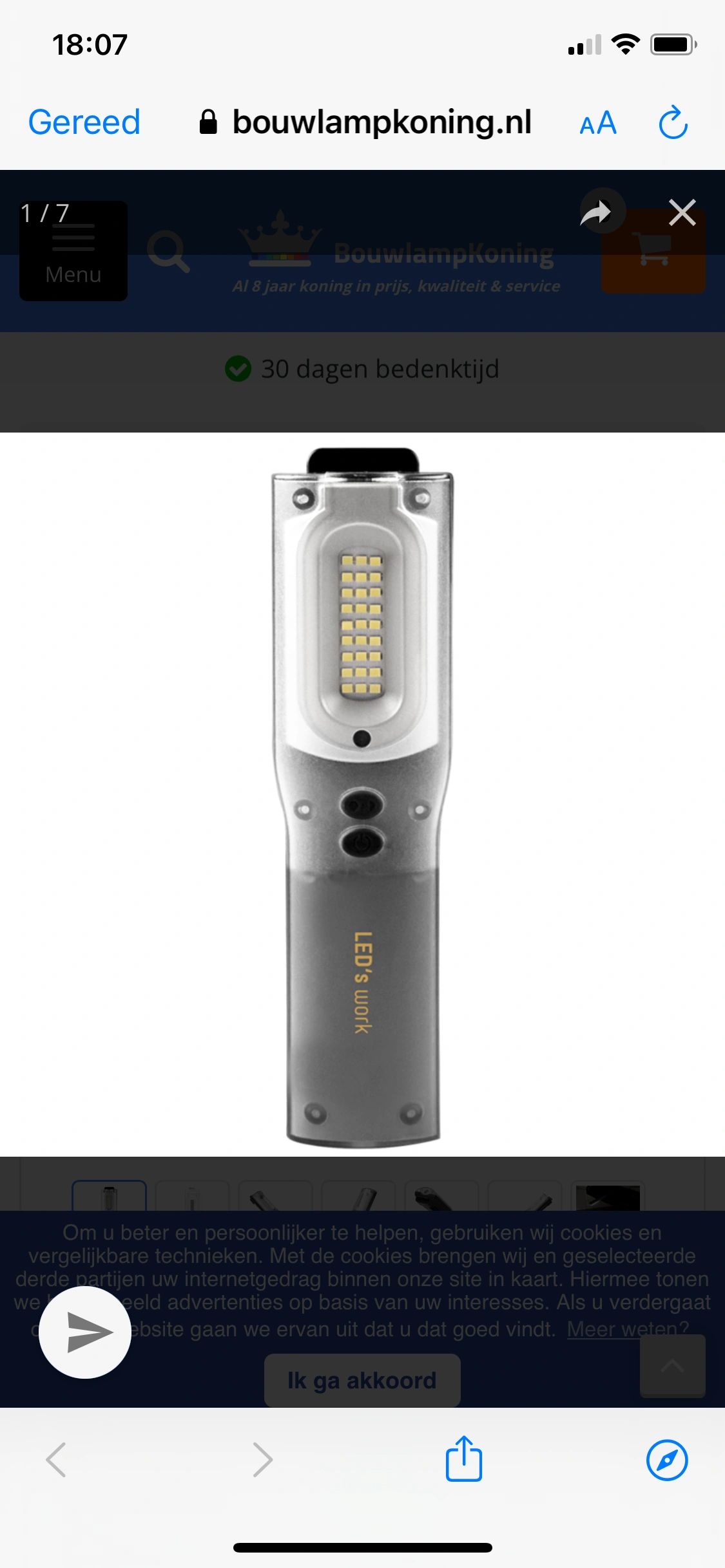 Krachtige oplaadbare LED looplamp met zaklampfunctie 1000 Lumen